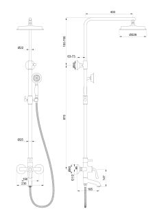 Душевая стойка Wonzon & Woghand Steam WW-88739008-BGM тёмный графит